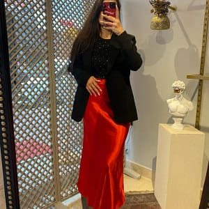 KIRMIZI SATEN MAXI ETEK