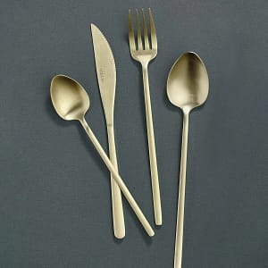 The Mia Giallo Çatal Kaşık Bıçak Takımı Mat Gold 24 Parça