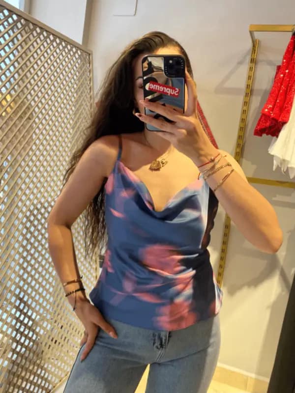 DESENLİ SATEN BLUZ
