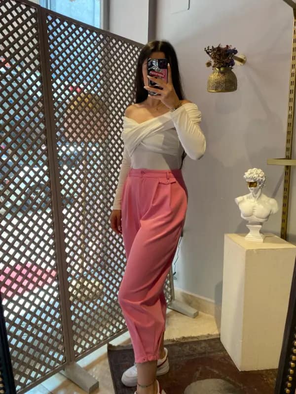 PEMBE ŞALVAR PANTOLON - Görsel 2