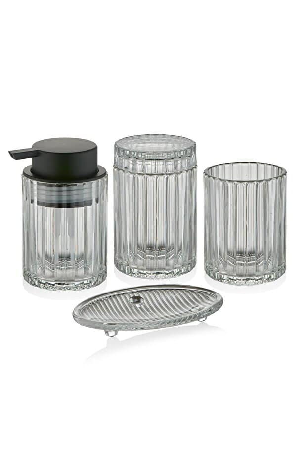 The Mia Vinka Banyo Seti 4 Parça Şeffaf 300 ml