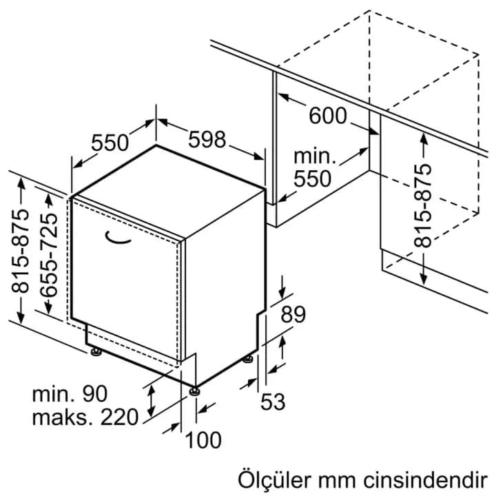 iQ100 SN616X00DT Tam Ankastre Bulaşık Makinesi 60 cm - Görsel 3